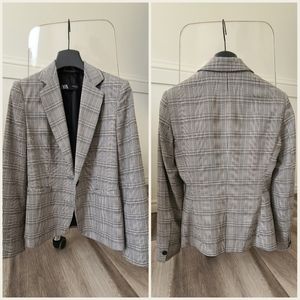 ZARA Plaid Blazer in Taupe Brown size 04